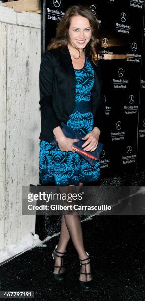 Actress Amy Acker attends Fall 2014 Mercedes - Benz Fashion Week on February 7, 2014 in New York City.