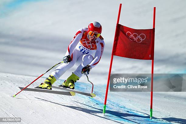 Arnaud Alessandria of Monaco during training for the Alpine Skiing Men's Downhill during the Sochi 2014 Winter Olympics at Rosa Khutor Alpine Center...