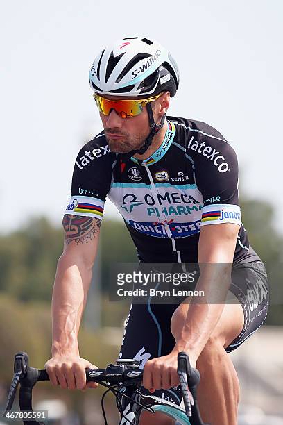 Winner Tom Boonen of Belgium and Omega Pharma-Quick Step prepares to train ahead of the 2014 Tour of Qatar on February 8, 2014 in Doha, Qatar. The 6...