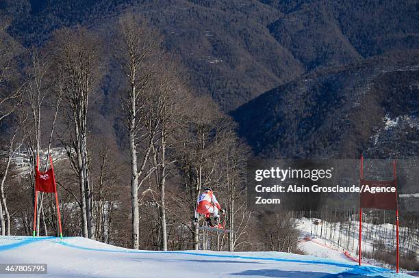 Erik Guay of Canada competes during the Alpine Skiing Women's and Men's Downhill Training at the Sochi 2014 Winter Olympic Games at Rosa Khutor...