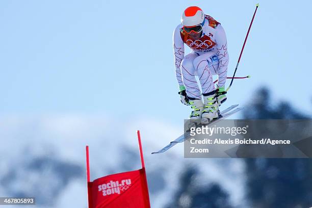 Bode Miller of the USA takes 1st place competes during the Alpine Skiing Women's and Men's Downhill Training at the Sochi 2014 Winter Olympic Games...