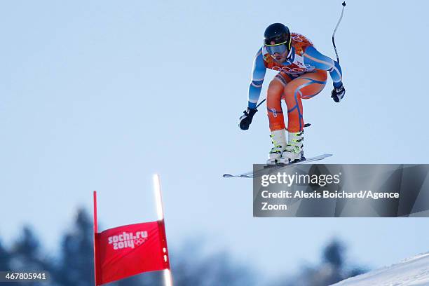 Kjetil Jansrud of Norway competes during the Alpine Skiing Women's and Men's Downhill Training at the Sochi 2014 Winter Olympic Games at Rosa Khutor...
