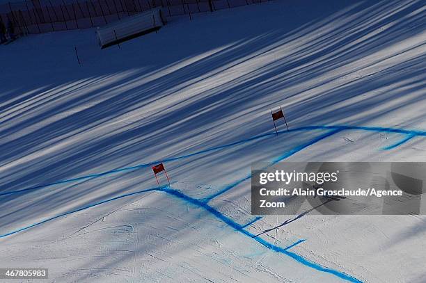 Werner Heel of Italy competes during the Alpine Skiing Women's and Men's Downhill Training at the Sochi 2014 Winter Olympic Games at Rosa Khutor...