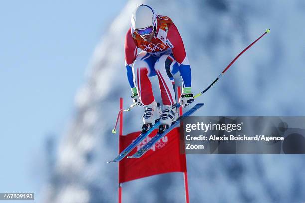 David Poisson of France competes during the Alpine Skiing Women's and Men's Downhill Training at the Sochi 2014 Winter Olympic Games at Rosa Khutor...