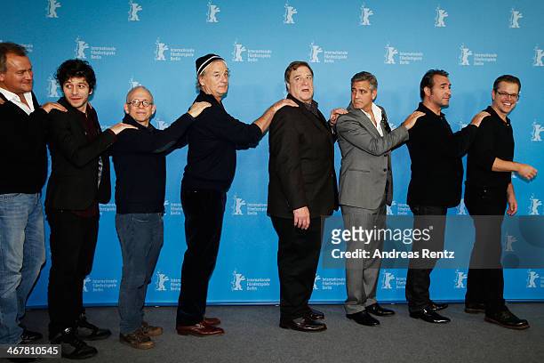 Hugh Bonneville, Dimitri Leonidas, Bill Murray,John Goodman, George Clooney, Jean Dujardin and Matt Damon attend 'The Monuments Men' photocall during...