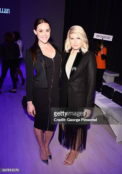 Tessa Virtue and Lee-Ann Cuthbert attend World MasterCard Fashion Week Fall 2015 Collections Day 4 at David Pecaut Square on March 26, 2015 in...