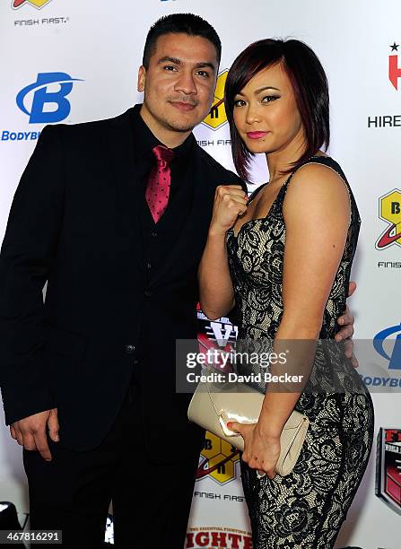 Joshua Gomez and his wife, mixed martial artist Michelle Waterson, arrive at the sixth annual Fighters Only World Mixed Martial Arts Awards at The...