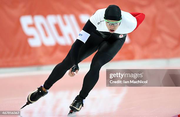 Mathieu Giroux of Canada competes during the Men's 5000m Speed Skating event during day 1 of the Sochi 2014 Winter Olympics at Adler Arena Skating...