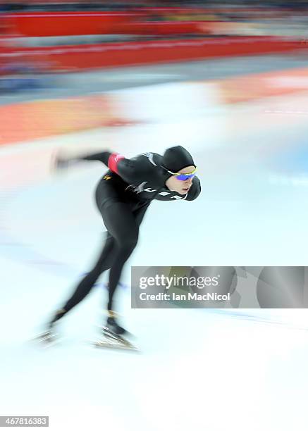 Patrick Meek of USA competes during the Men's 5000m Speed Skating event during day 1 of the Sochi 2014 Winter Olympics at Adler Arena Skating Center...