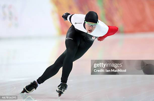 Mathieu Giroux of Canada competes during the Men's 5000m Speed Skating event during day 1 of the Sochi 2014 Winter Olympics at Adler Arena Skating...