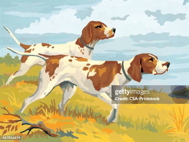 two dogs - paint by number stock illustrations