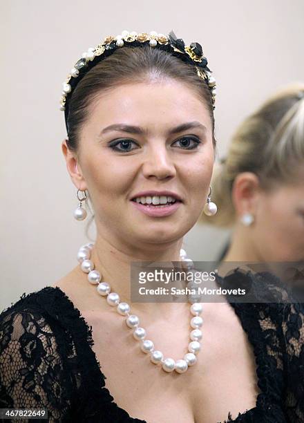 Russian retired rhytmic gymnast and politican Alina Kabaeva attends a reception at the Bocharov Ruchey state residence ion February 8, 2014 in Sochi,...