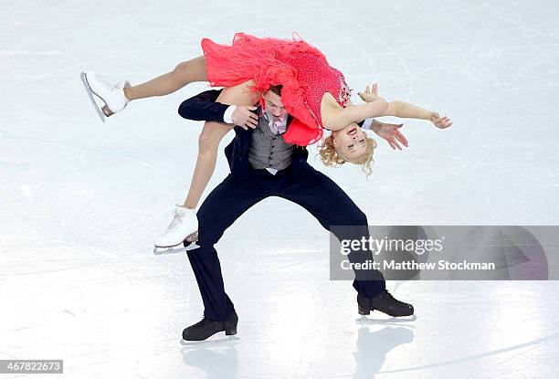 Ekaterina Bobrova and Dmitri Soloviev of Russia compete in the Figure Skating Team Ice Dance - Short Dance during day one of the Sochi 2014 Winter...