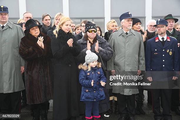 Iva Schell, widow of Maximilian Schell and Nastassja Schell attend the funeral service for actor Maximilian Schell at Pfarrkirche on February 8, 2014...