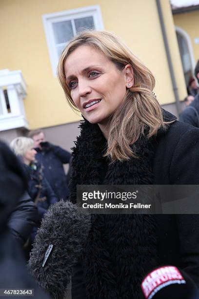 Presenter Sandra Maria Gronewald attends the funeral service for actor Maximilian Schell at Pfarrkirche on February 8, 2014 in Preitenegg, Austria....