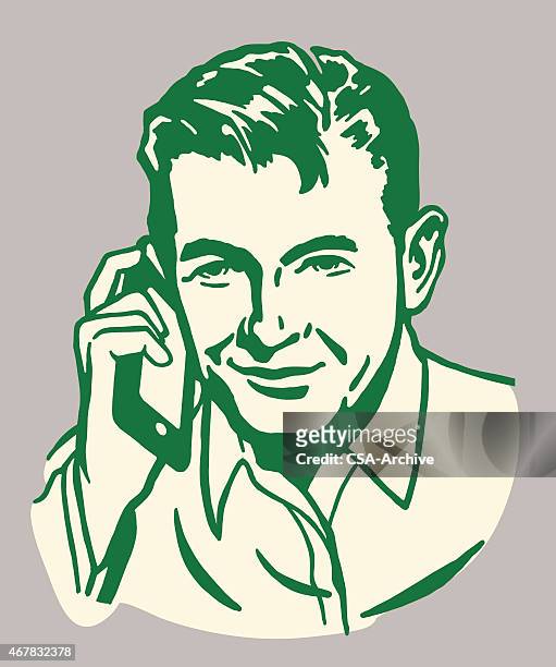 man using cell phone - bingo caller stock illustrations