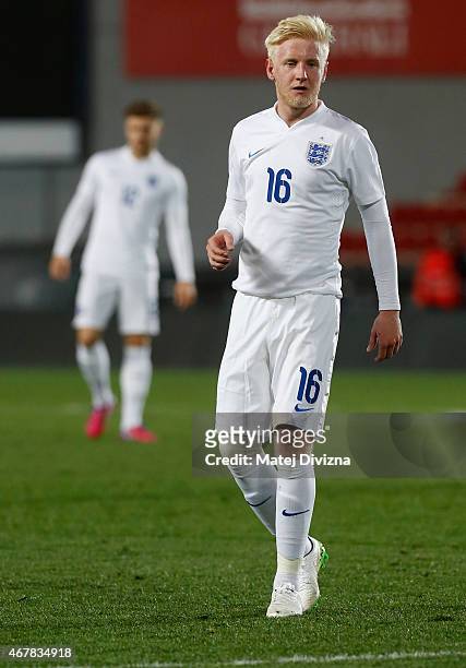 Will Hughes of England in action during the international friendly match between U21 Czech Republic and U21 England at Letna Stadium on March 27,...