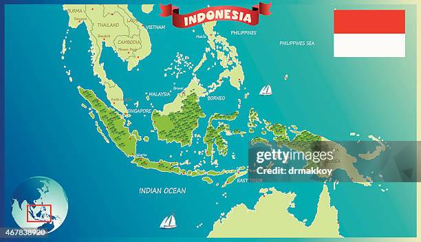 cartoon karte von indonesien - kalimantan stock-grafiken, -clipart, -cartoons und -symbole