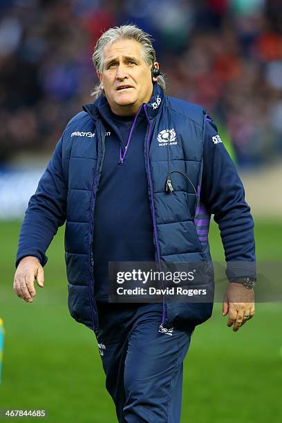 Head Coach of Scotland, Scott Johnson looks on during the RBS Six Nations match between Scotland and England at Murrayfield Stadium on February 8,...