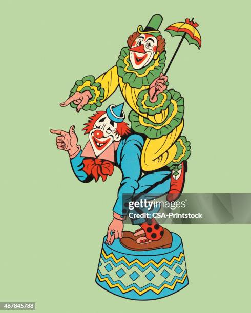 two playful clowns - joker stock illustrations