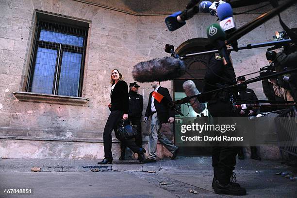 Princess Cristina of Spain leaves the Palma de Mallorca Couthouse after giving evidence during the 'Noos Trial' on February 8, 2014 in Palma de...