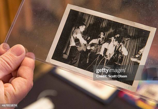 Photograph of Jerry Garcia with the Hart Valley Drifters is prepared for auction on March 27, 2015 in Union, Illinois. The photograph which is hand...