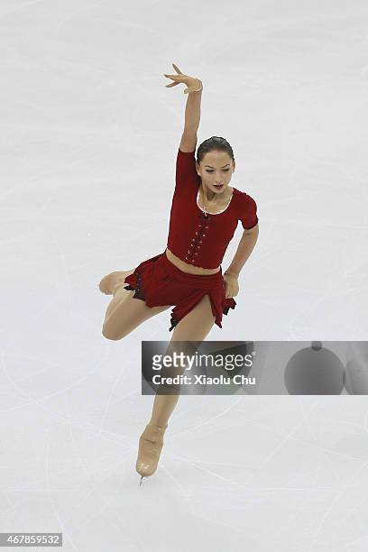 Elene Gedevanishvili of Georgia performs during the Ice Dance-Ladies Free Skating on day four of the 2015 ISU World Figure Skating Championships at...