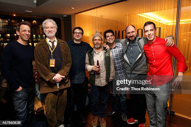 Seth Meyers, Kevin Kline, Eugene Mirman, H. John Benjamin, Dan Mintz, Loren Bouchard, and John Roberts attend Bob's Burgers Live 2015 After Party at...