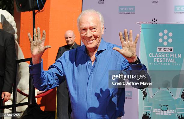 Honoree Christopher Plummer attends the Christopher Plummer Hand and Footprint Ceremony during the 2015 TCM Classic Film Festival on March 27, 2015...