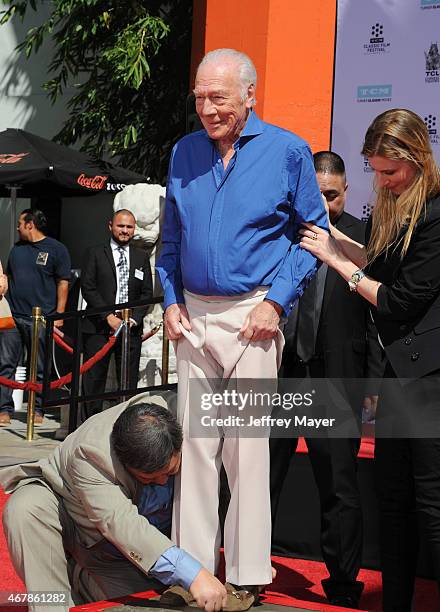 Honoree Christopher Plummer attends the Christopher Plummer Hand and Footprint Ceremony during the 2015 TCM Classic Film Festival on March 27, 2015...