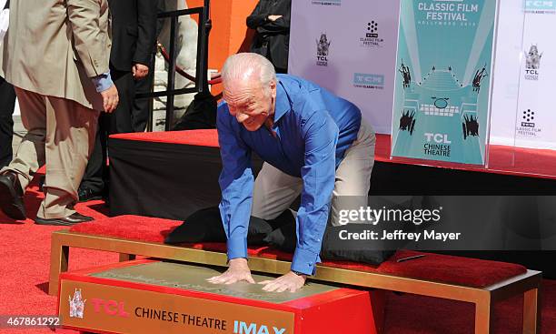 Honoree Christopher Plummer attends the Christopher Plummer Hand and Footprint Ceremony during the 2015 TCM Classic Film Festival on March 27, 2015...