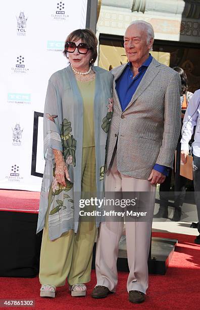 Actress Shirley MacLaine and honoree Christopher Plummer attends the Christopher Plummer Hand and Footprint Ceremony during the 2015 TCM Classic Film...