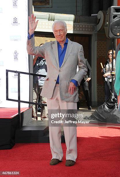 Honoree Christopher Plummer attends the Christopher Plummer Hand and Footprint Ceremony during the 2015 TCM Classic Film Festival on March 27, 2015...