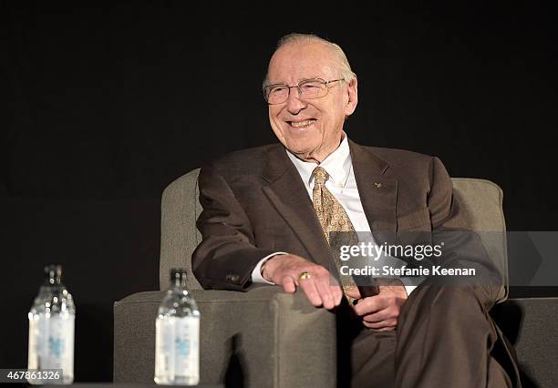 Astronaut Jim Lovell speaks before the screening of 'Apollo 13' during day two of the 2015 TCM Classic Film Festival on March 27, 2015 in Los...
