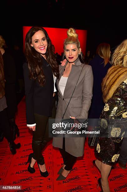 Tessa Virtue and Lee-Ann Cuthbert attend World MasterCard Fashion Week Fall 2015 Collections Day 5 at David Pecaut Square on March 27, 2015 in...