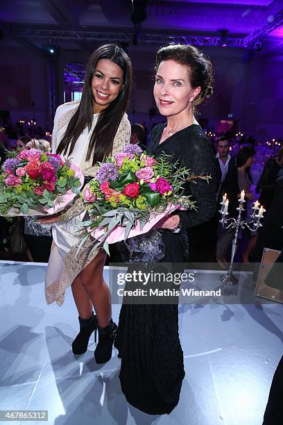 Gudrun Landgrebe and Fernanda Brandao attend the Gloria - Deutscher Kosmetikpreis 2015 at Hilton Hotel on March 27, 2015 in Duesseldorf, Germany.