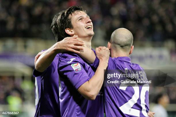 Rafal Wolski of ACF Fiorentina celebrates after scoring their second goal during the Serie A match between ACF Fiorentina and Atalanta BC at Stadio...