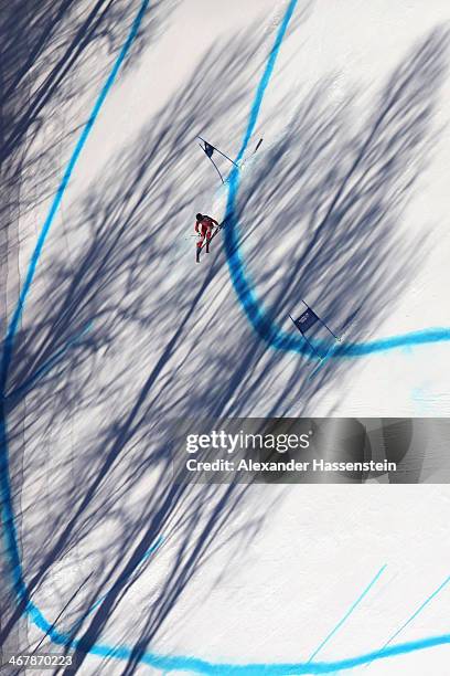 Leanne Smith of USA skis during training for the Alpine Skiing Women's Downhill during the Sochi 2014 Winter Olympics at Rosa Khutor Alpine Center on...