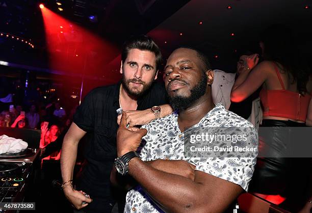 Television personality Scott Disick and DJ Freestyle Steve appear at 1 OAK Nightclub at The Mirage Hotel & Casino on March 27, 2015 in Las Vegas,...