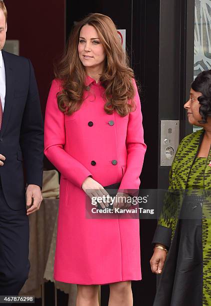 Catherine, Duchess of Cambridge departs after visiting the Stephen Lawrence Centre, Deptford, where she toured the facilities and met with Charitable...