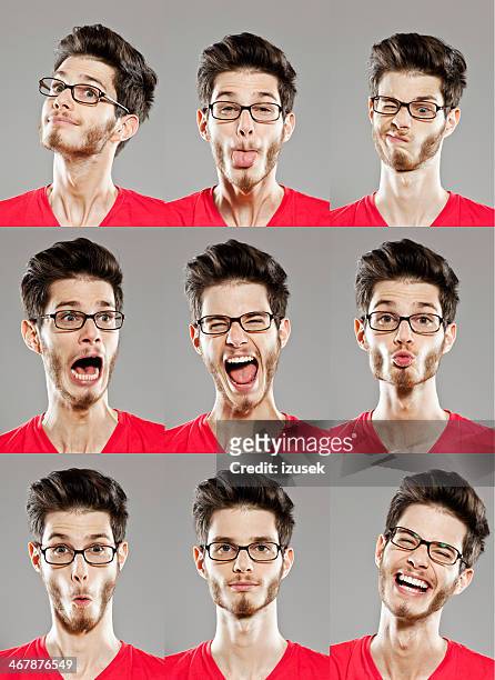 facial expressions, multiple image - funny facial expression stock pictures, royalty-free photos & images