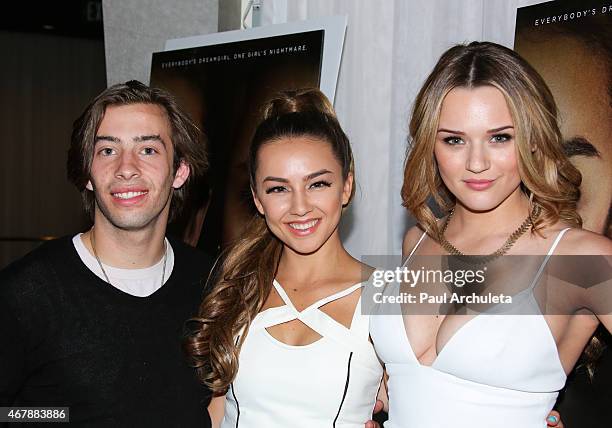 Actors Jimmy Bennett, Lexi Ainsworth and Hunter King attend the special screening of "A Girl Like Her" at The ArcLight Hollywood on March 27, 2015 in...