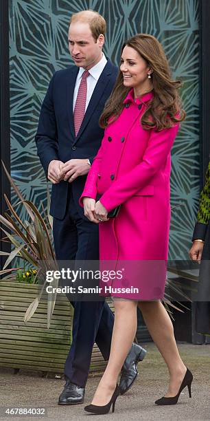 Prince William, Duke of Cambridge and Catherine, Duchess of Cambridge visit the Stephen Lawrence Centre on March 27, 2015 in London, England.