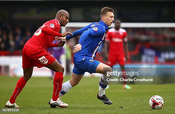 Luke Norris of Gillingham looks to attack during the Sky Bet League One match between Crawley Town and Gillingham at The Checkatrade.com Stadium on...