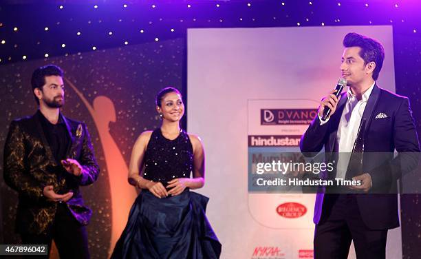 Bollywood actor Neil Nitin Mukesh, Ali Zafar and Tanishaa Mukerji during the Hindustan Times Mumbai's Most Stylish Awards 2015 at JW Mariott Hotel,...