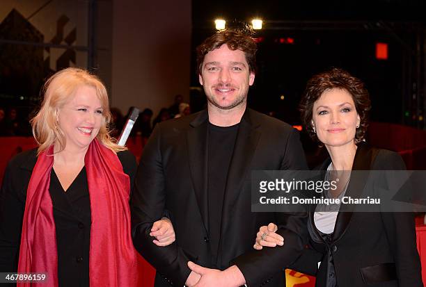 Claudia Messner , Ronald Zehrfeld and Maja Maranow attend 'Beloved Sisters' premiere during 64th Berlinale International Film Festival at Berlinale...