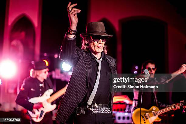 Singer Udo Lindenberg performs live on stage at Kaisersaal on March 27, 2015 in Frankfurt am Main, Germany.