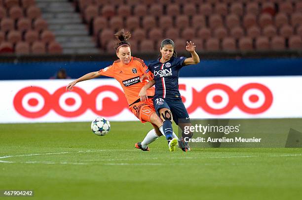 Shirley Cruz Trana of Paris Saint-Germain in action during the UEFA Woman's Champions League Quarter Final match between Glasgow City and Paris...