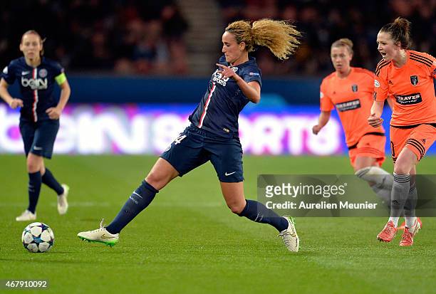 Kheira Hamraoui of Paris Saint-Germain in action during the UEFA Woman's Champions League Quarter Final match between Glasgow City and Paris...
