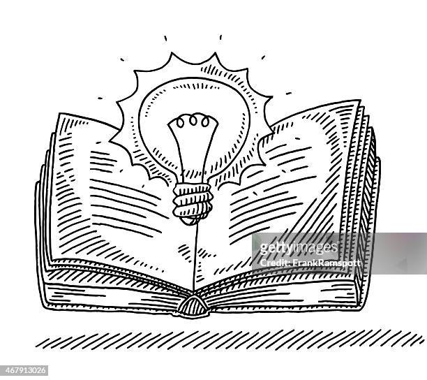 illustrations, cliparts, dessins animés et icônes de livre de la connaissance, concept d'ampoule dessin - ampoule dessin